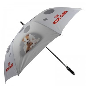 Puppy dog printing Aluminum shaft Pongee fabric Auto open Golf umbrella