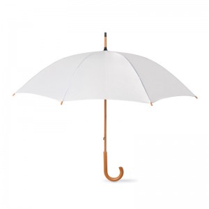 High Quality Stick Auto Straight Umbrella With Curved Wooden Handle