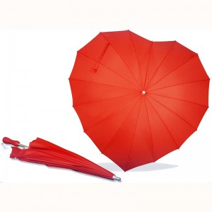 Heart shaped manual open umbrella Aluminum shaft umbrella