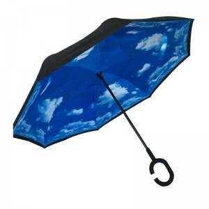 23inches Double layer upside down start sky design decorative inverted straight umbrella