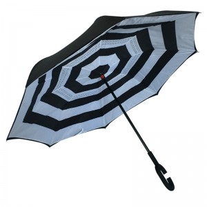 2019 Manual open Self stand backward 2 fabric windproof inverted reverse umbrella