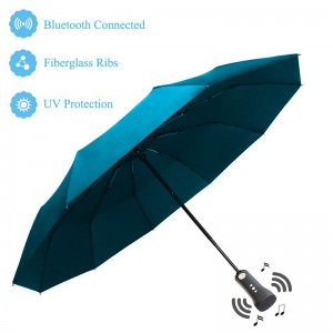 Bluetooth umbrella speaker music UV protection new invention special 3 foldable umbrella