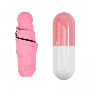 Umbrella 2019 6 Panels Mini 5 fold Black Coated anti-uv umbrella Pink capsule umbrella