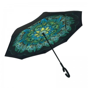 2019 Car Umbrella promotional Double Layers Custom Printing Reverse Umbrella with flower