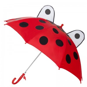 Outdoor kids ladybug girl custom cartoon children straight umbrella