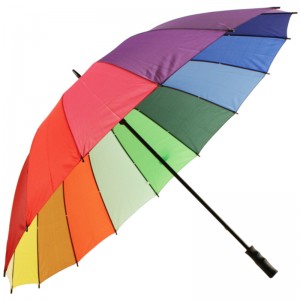 Colorful Customized Logo Rainbow Waterproof Golf Umbrella for Promotion