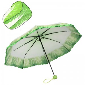 Digital print cabbage vegetable  umbrella special unique rain umbrella 3 fold manual open umbrella