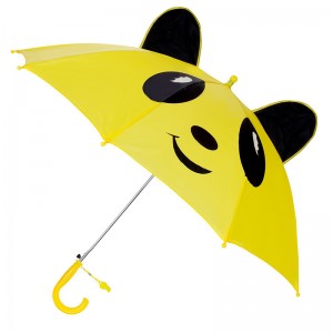 Wholesale umbrella black yellow color panda auto open animal kids umbrella