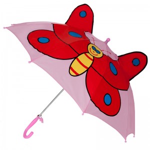 Top sale advertising pink butterfly pictures animal children custom auto open straight umbrella