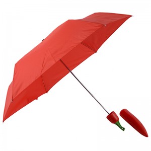 Cheap fruit 3 fold pepper shape umbrella with manual open function