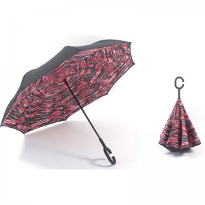 Flower umbrella with logo reverse straight umbrella Manual open function