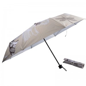 Promotional Umbrella with print logo 3 fold umbrella with silver coating