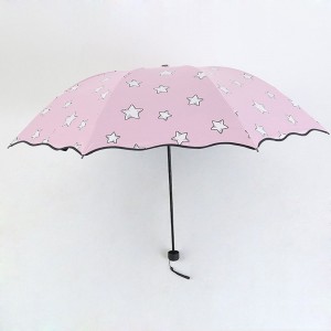 Color changing rain umbrella with manual open function 3 folding umbrella