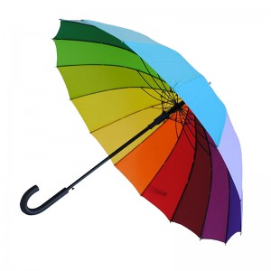 16 ribs rainbow company gifts metal ribs umbrella straight umbrella with auto open function