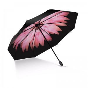 flower inside print black coating anti UV fold umbrella