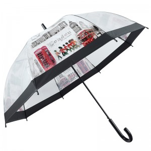 POE rain  transparent custom printing straight umbrella