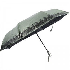 Color Green UV coating fabric umbrella with full auto open function umbrella 3 fold