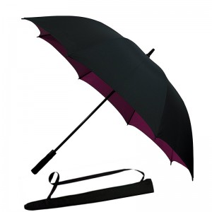 Promo windproof double layers Auto open golf umbrella with logo custom shoulder sleeve