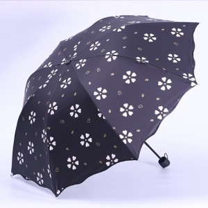 2019 Fancy gifts item Wetting rain magic print color changing 3 fold umbrella