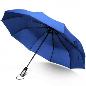 10 ribs 3 fold automatic open and automatic close rain umbrella with custom printing