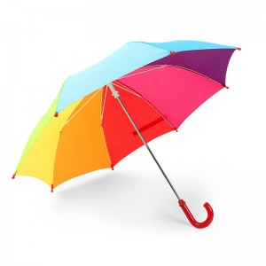children straight umbrella auto open function rainbow fabric colorful