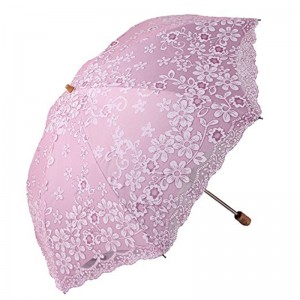 21inch marketing sales custom printing custom fabric 3 fold wooden handle umbrella