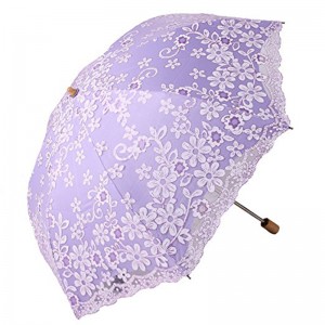 2019 manufactures parasols lace umbrella 3 fold umbrella with wooden handle