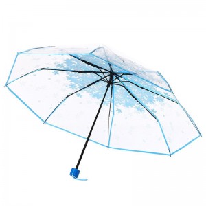 POE material transparent promotional item 3 fold umbrella manual open