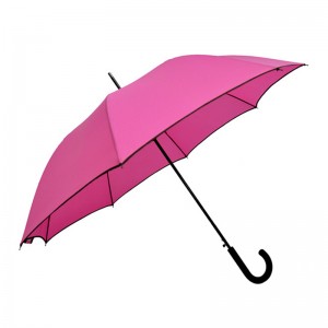 Chinese supplier pongee fabric metal frame auto open pink straight umbrella
